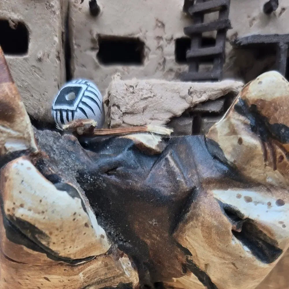 Decorative Sculpture Crafted out of Pottery Depicts Western Scene Pre Loved
